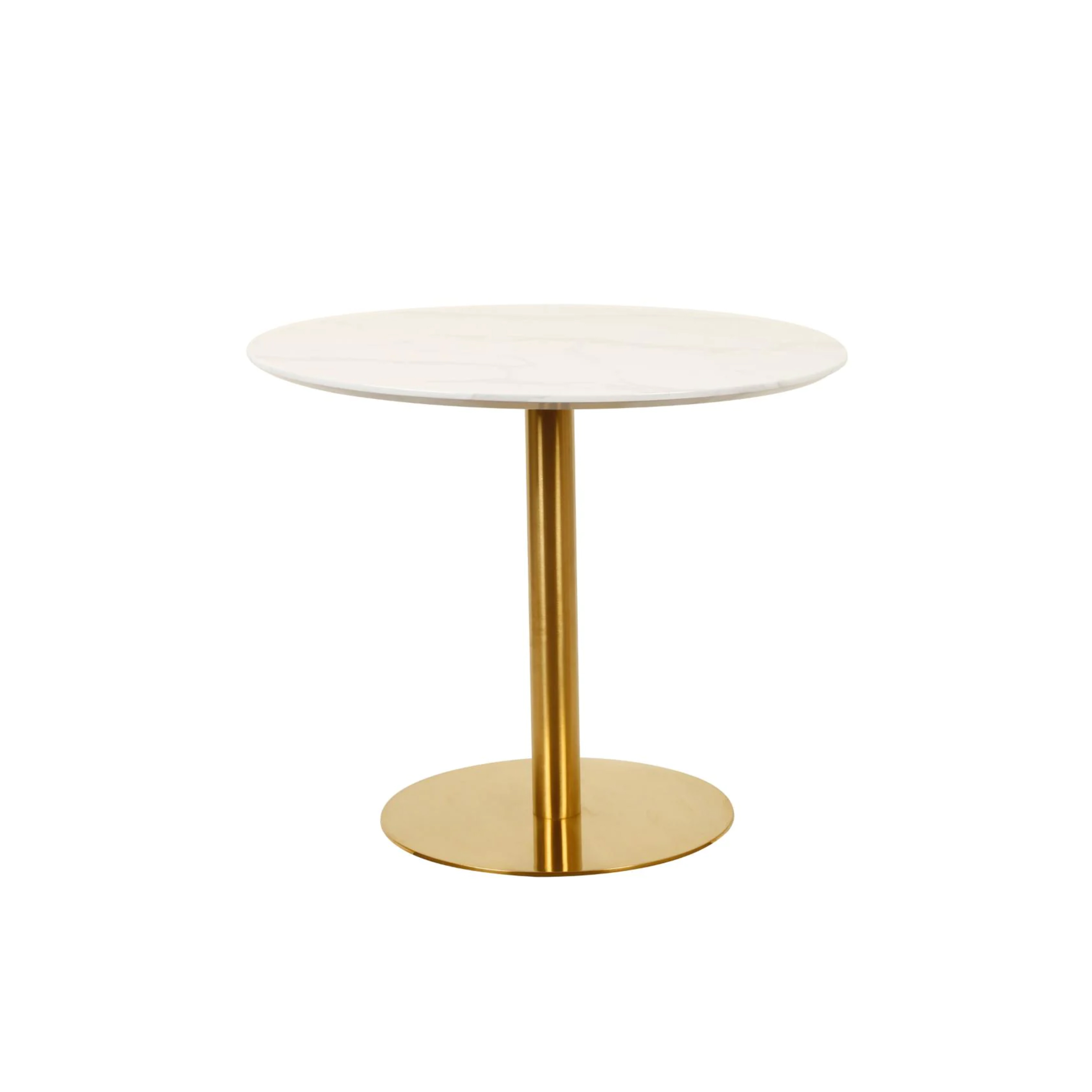 Hudson Full Gold SS Meeting Table (70x70cm) Marble Finish MDF Top by Finch Fox